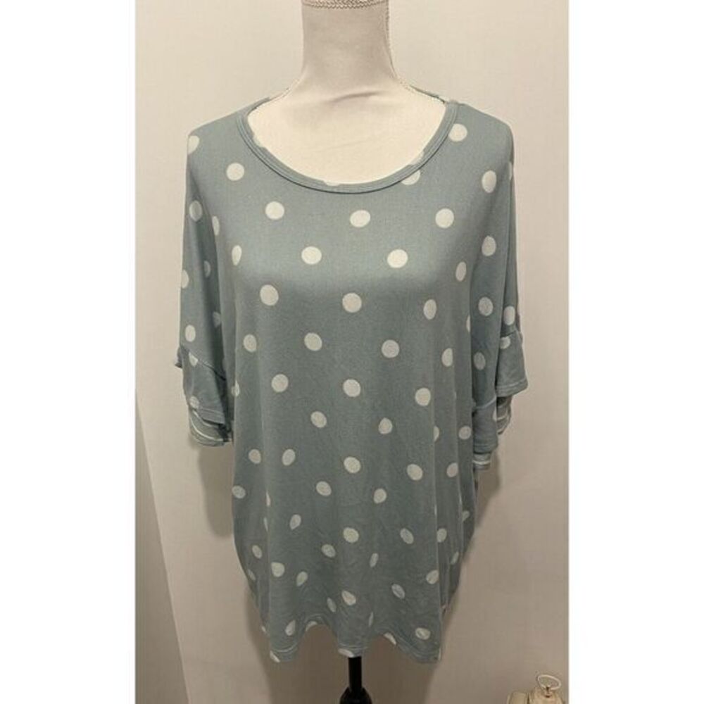 Crepes Sage‎ Green Pullover Top Soft Size Large Woman's Short Sleeve Casual